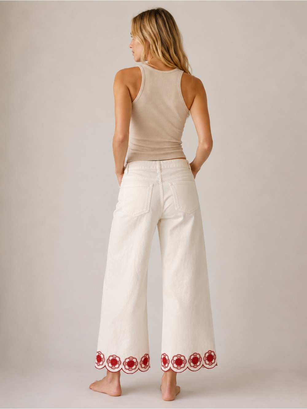 Anthropologie Maeve Colette Scallop Hem Crop Wide Leg Jeans 25906 - Picture 4 of 16